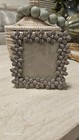 Vintage Sonoma Photo Picture Frame NIB 5×5 Gray BEADED FLOWERS WITH RHINESTONEs