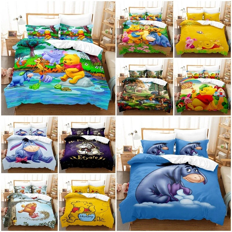 3D Winnie the Pooh Eeyore Donkey Quilt Duvet Cover Pillowcase Bedding Set Gifts