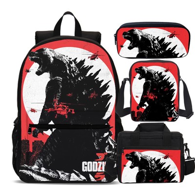 godzilla backpack and lunchbox