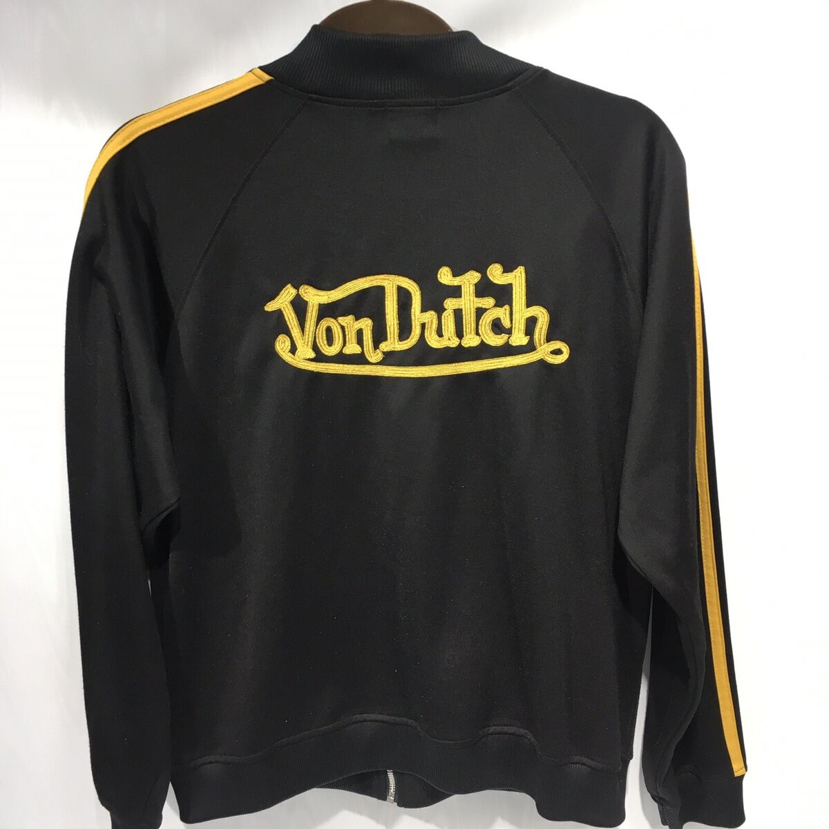 Vintage Von Dutch Track Jacket Youth 16/18 Black Gold Full Vintage Von Dutch Track Jacket Youth 16/18 Black Gold Full