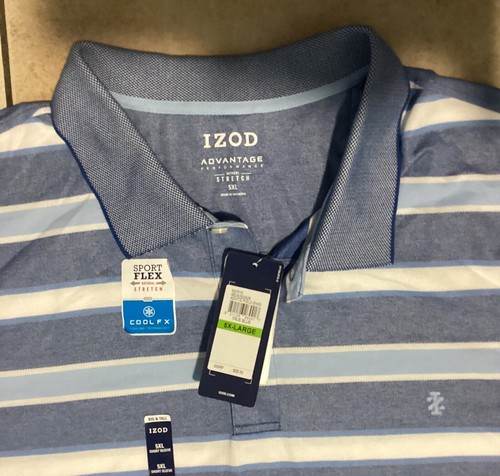 NWT~IZOD Advantage Performance~Men’s Size 5XL True Blue Short Sleeve Polo Shirt - Bild 4 von 8