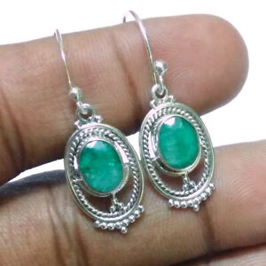 Sterling Silver Emerald Earrings Kanika Jewelry Trove Oval Emerald 925 Sterling Silver Earrings