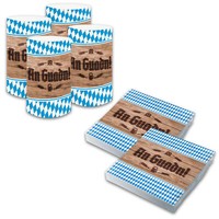 Itenga 6X Windlichter 40 Servietten Oktober Fest Deko Bayern Bayrisch Blau Weiß