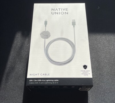 Native Union Night Cable- 10ft  Lightning to USB Charging Cable iPhone Charger