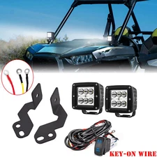 WEISEN 3" A Pillar LED Pods Bracket Key-On Wire Kit For Polaris RZR 900 XP 1000