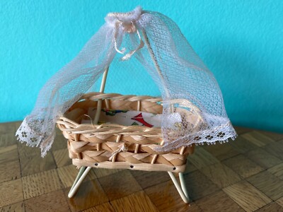 Stubenbett Babybett Baby  Korb Caco Puppenstube Puppenhaus 1:12 dollhouse cot