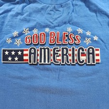Vintage God Bless America Made In The USA Shirt Size XL Single Stitch Blue