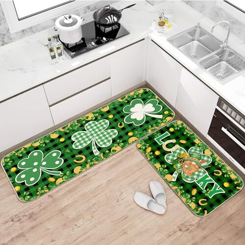 St Patricks Day Kitchen Rugs Saint 17"x47"+17"x29" St Patricks Day-2024 - Picture 7 of 8