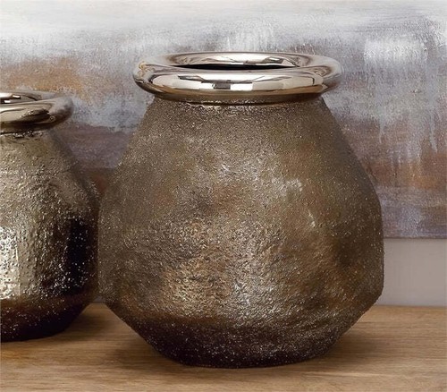 Textured Ceramic Bronze Bud Vase - Picture 2 of 3