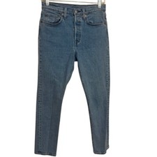 Levi's Premium 501 Skinny Jeans Womens size 27x28 blue Denim Button Fly Big E