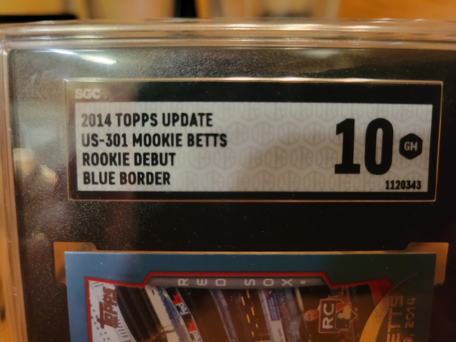 Mookie Betts 2014 Topps Update Us-301 Walmart Blue SGC 10 view 3