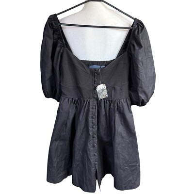Puff Sleeves Black Sweetheart Mini Dress Vintage 60s Mini Dress Women's  Small Black Sweetheart Neckline