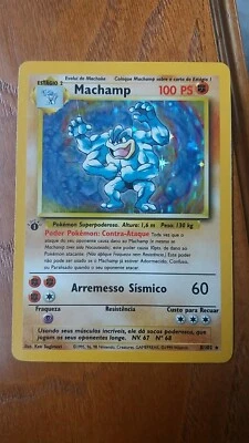 Machamp 1st Edition - 8/102 Holo Rare Portuguese Pokemon Card Original - Photo 1/2