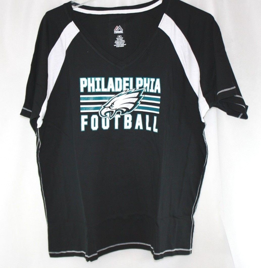 Womens Majestic Philadelphia Eagles NFL Her Game Day V-Neck Black