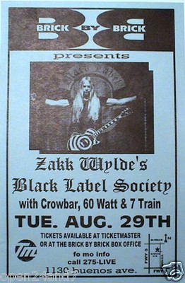 ZAKK WYLDE'S BLACK LABEL SOCIETY 2000 SAN DIEGO CONCERT TOUR