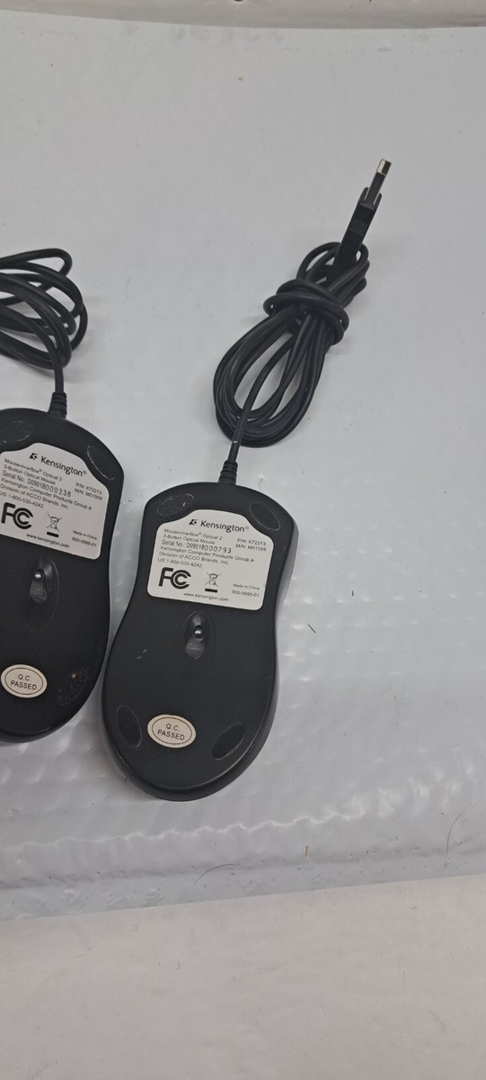 2X Kensington 72213 Silver 3 Buttons 1 x Wheel USB Wired Optical