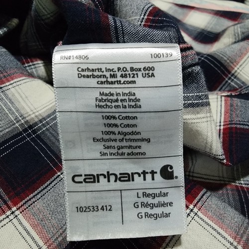 Carhartt Mens Blue Shirt Large Plaid Button Down Relaxed Fit Cotton 102533 412 - Picture 10 of 10