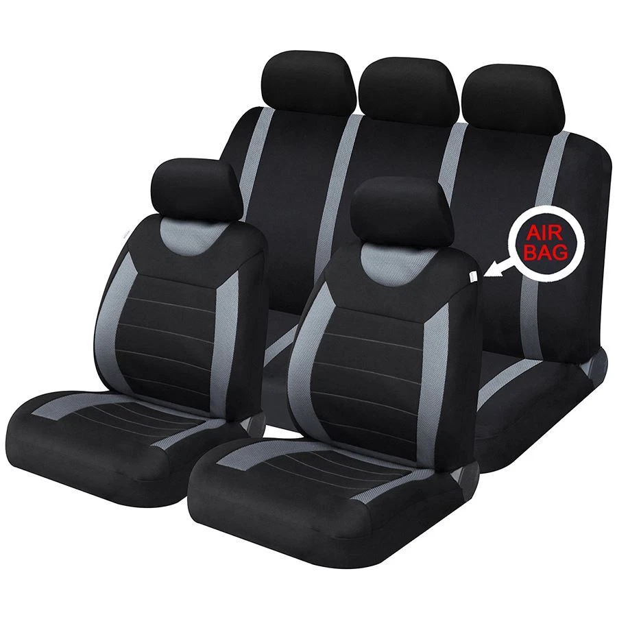 Grey Black Full Set Front Rear Car Seat Covers for Volvo XC90