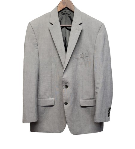 Chaps Suit Jacket Mens 42R Single Breasted Notch 2 Button Gray Sport Coat Blazer - Picture 1 of 13