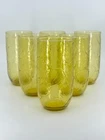 6 Anchor Hocking Sherwood Drinking Glasses Honey Gold Leaves MCM 1960s Vintage