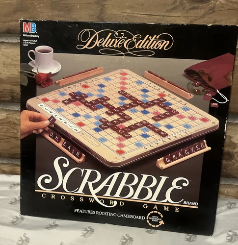 Vintage Milton Bradley Scrabble Deluxe Edition Turntable Board 1989 EUC