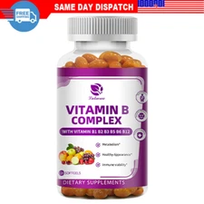 Vitamin B Complex 120 Capsules B1,B2,B3,B5,B6,B7,B9,B12, Immune Support Pills