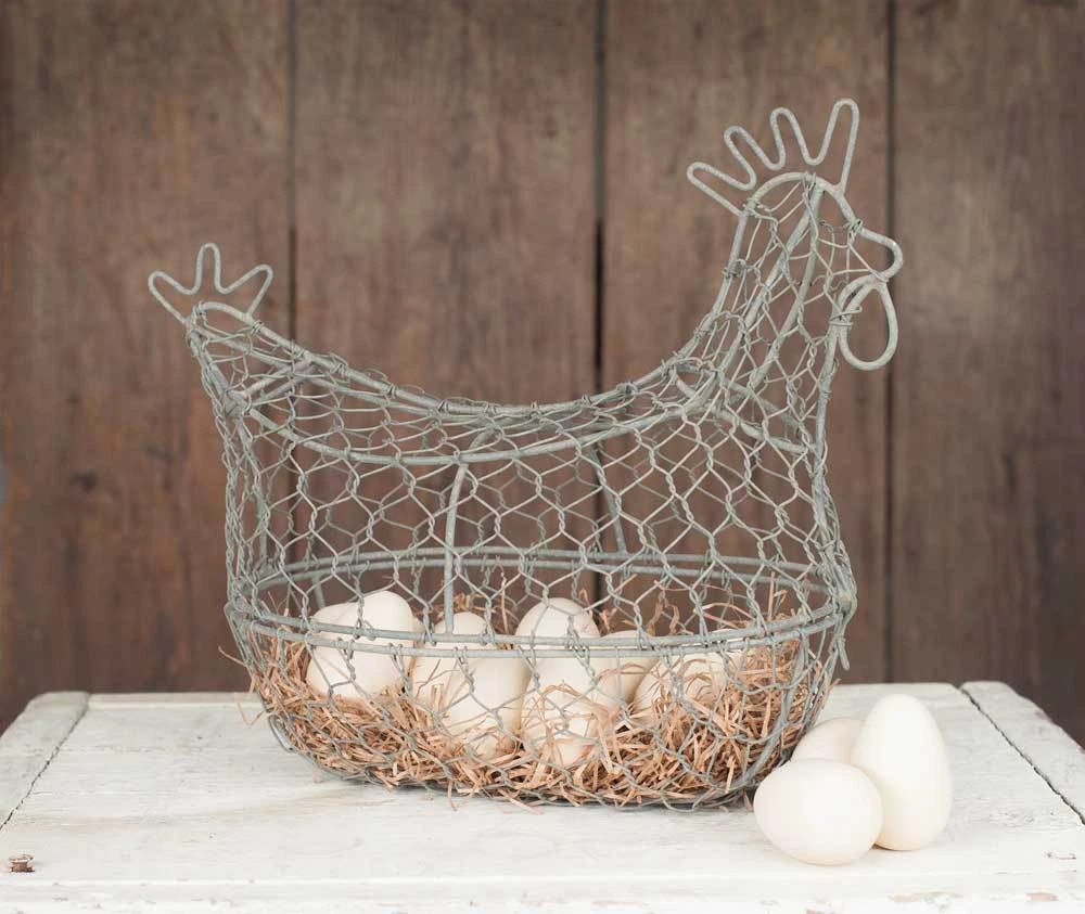 Farmhouse/Cottage/Primitive/Country Chicken Wire Egg Basket