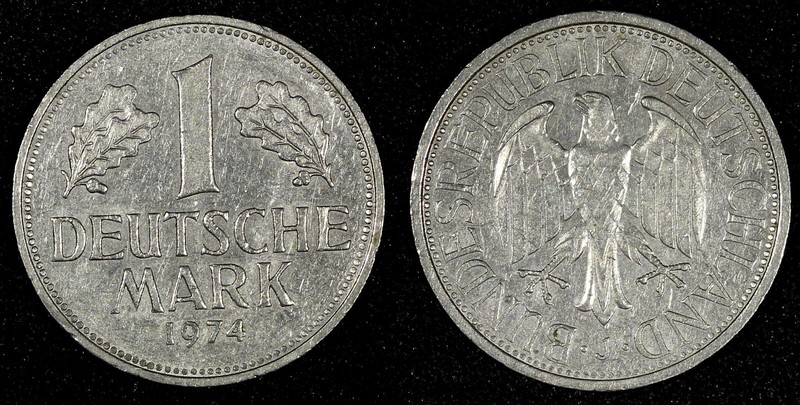 Germany-Federal Republic 1974 J 1 Mark Hamburg Mint XF KM# 110 (019)