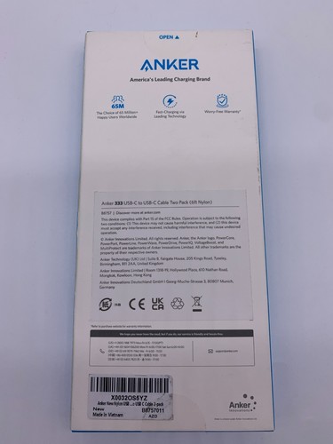2 pack Anker Nylon USB-C to USB-A 6FT + Anker 333 USB-C TO USB-C 6FT - Picture 3 of 4