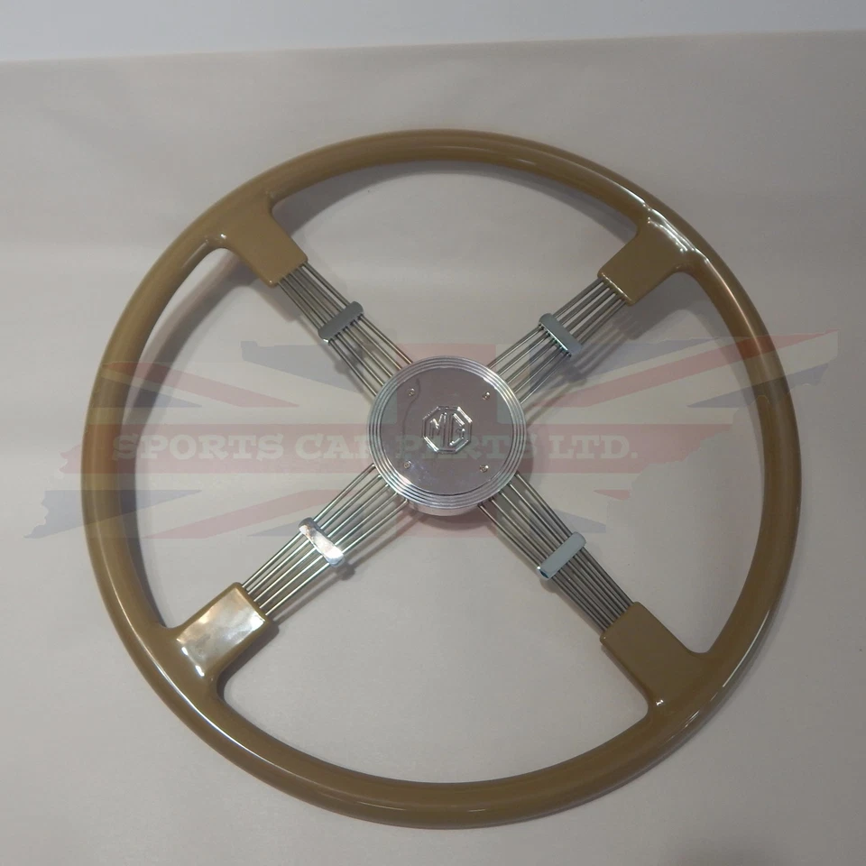New Quality Reproduction of Brooklands Steering Wheel for MG TD TF Gold Pearl - Image 3 of 3