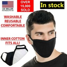 Face Masks Reusable, Washable. One Size Fits All Package of 10 Black Masks