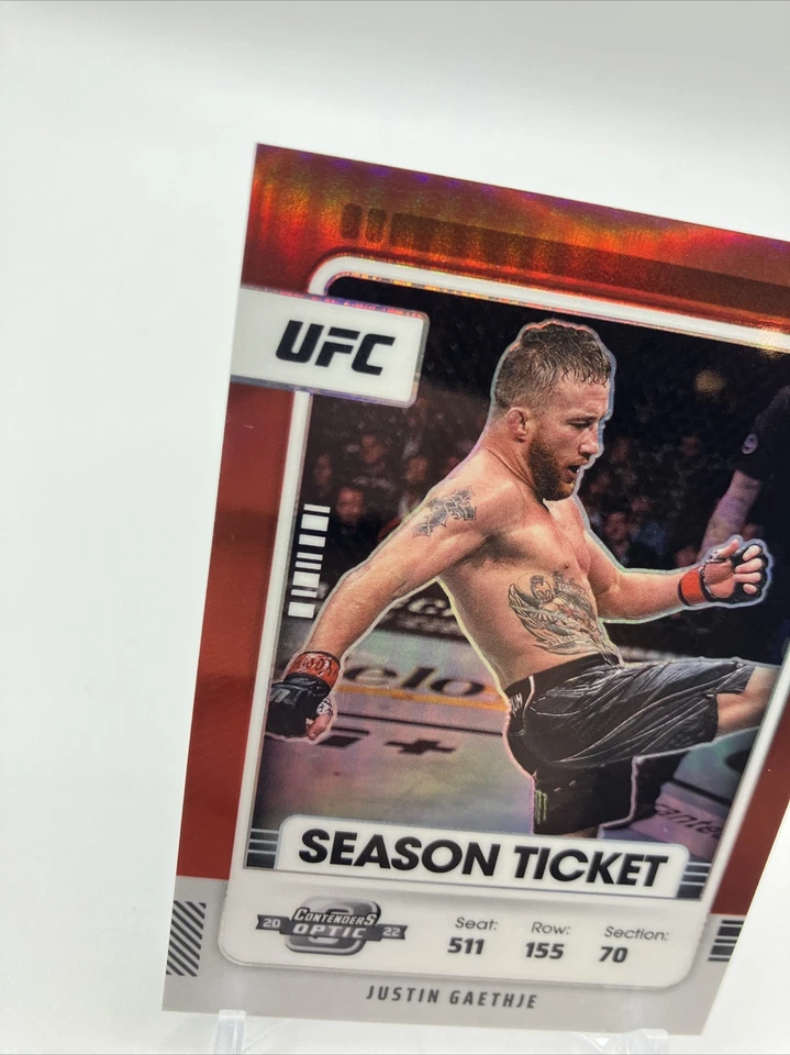 2022 PANINI CHRONICLES UFC JUSTIN GAETHJE OPTIC CONTENDERS RED PRIZM #081/199 - Image 3 of 4