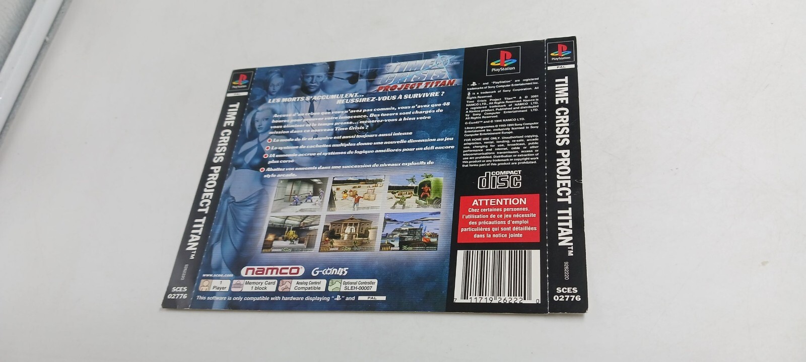 Jaquette arrière officielle Jeu Sony Playstation 1 PS1 Time Crisis Project Titan