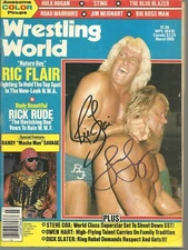 EB2053  FLAIR LUGER ROAD WARRIOR ANIMAL  signed Vintage Wrestling Magazine w/COA