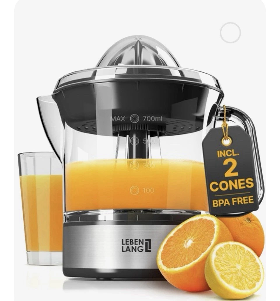 Leben Lang Electric Automatic Citrus Juicer 40w 24oz Stainless Steel LB389 NEW
Opens in a new window