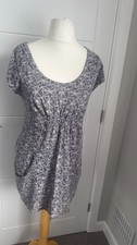 White Stuff Purple Geometric Print Tunic Dress UK 10 S Cotton B46