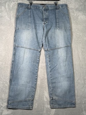 Diesel Jeans Mens 38x32 (Actual 41x32) Blue Double Knee Relaxed Straight Denim