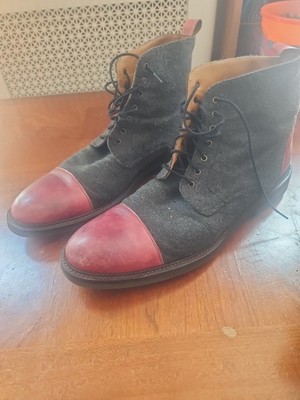 TAFT The Jack Boot - Grey Wool & Oxblood Leather - Size 45EU/12US Worn Once!
