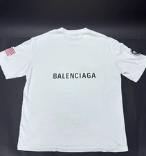 Balenciaga Wardrobe Unisex T-Shirt White Logo Oversized L Authentic ITALY NASA