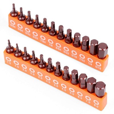 Amartisan 20-Piece Hex Head Allen Wrench Drill Bit Set, Metric and SAE Black 
