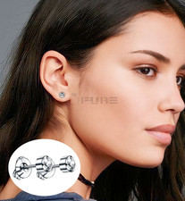 1 Pair Surgical Steel Sterile Ears Stud Earrings Silver Birthstone Gem Earrings