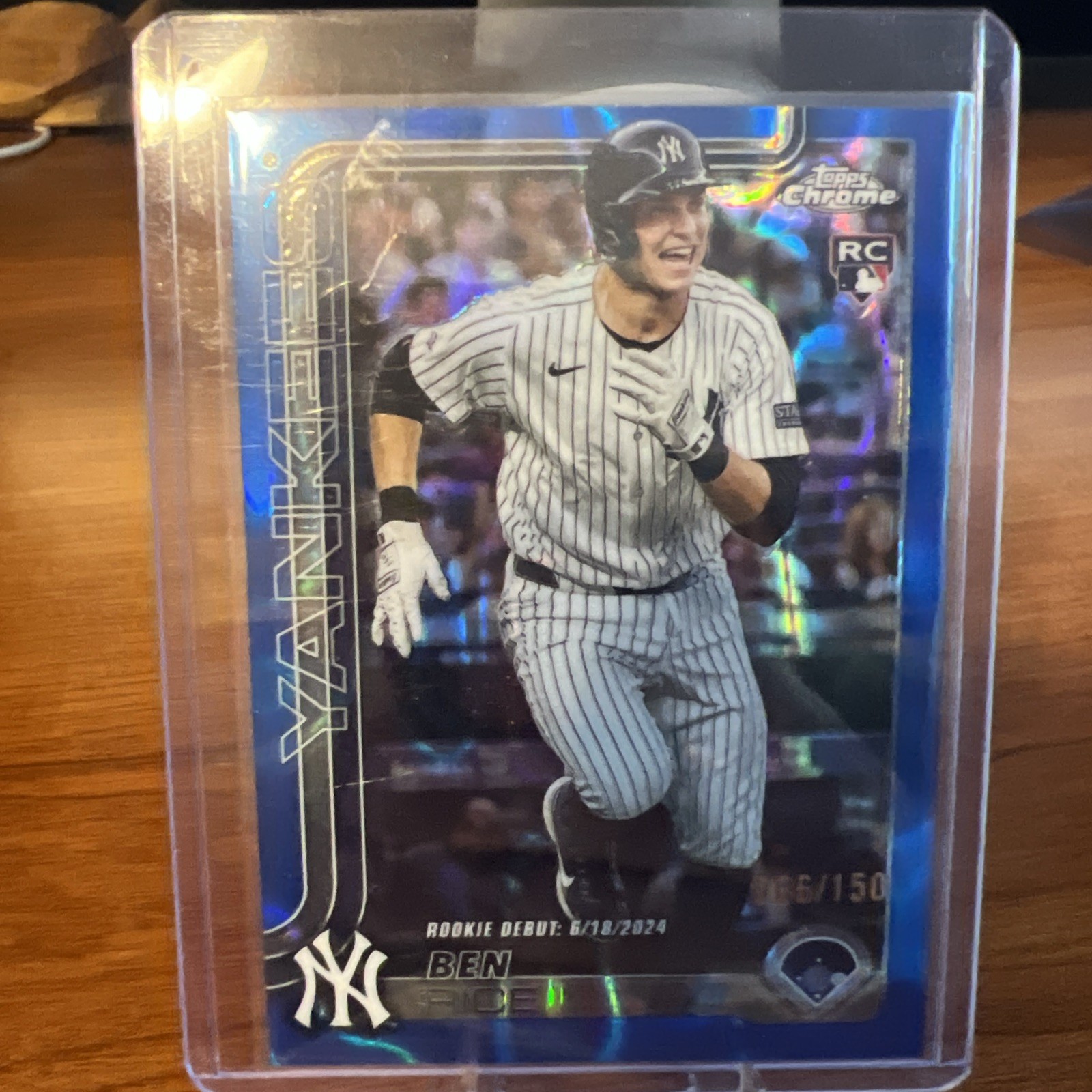 2025 Topps Chrome Update Ben Rice Debut RC Blue RayWave Refractor /150 #USC138