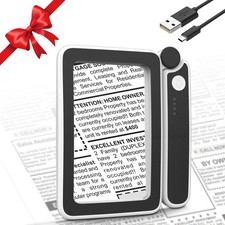 MoKo Magnifying Glass for Reading, Rechargeable 4X Full Page Book Black-4x
