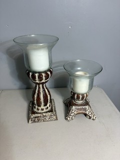 Southern Living at Home Historical Bell Jar Candleholders Large & Small Set Of 2