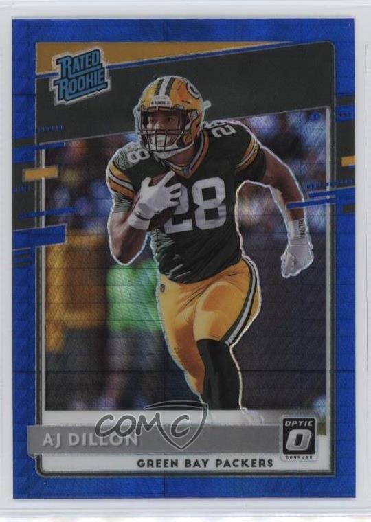 2020 Panini Donruss Optic Rated Rookies Blue Scope Prizm AJ Dillon #174 yf0