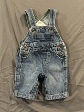 Oshkosh Genuine Baby 3 Months Denim Overalls Blue Jean Snap Crotch