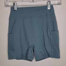 NEW w/Tags Halara Women's Size XS Biker Shorts Stretch Pockets Teal Blue