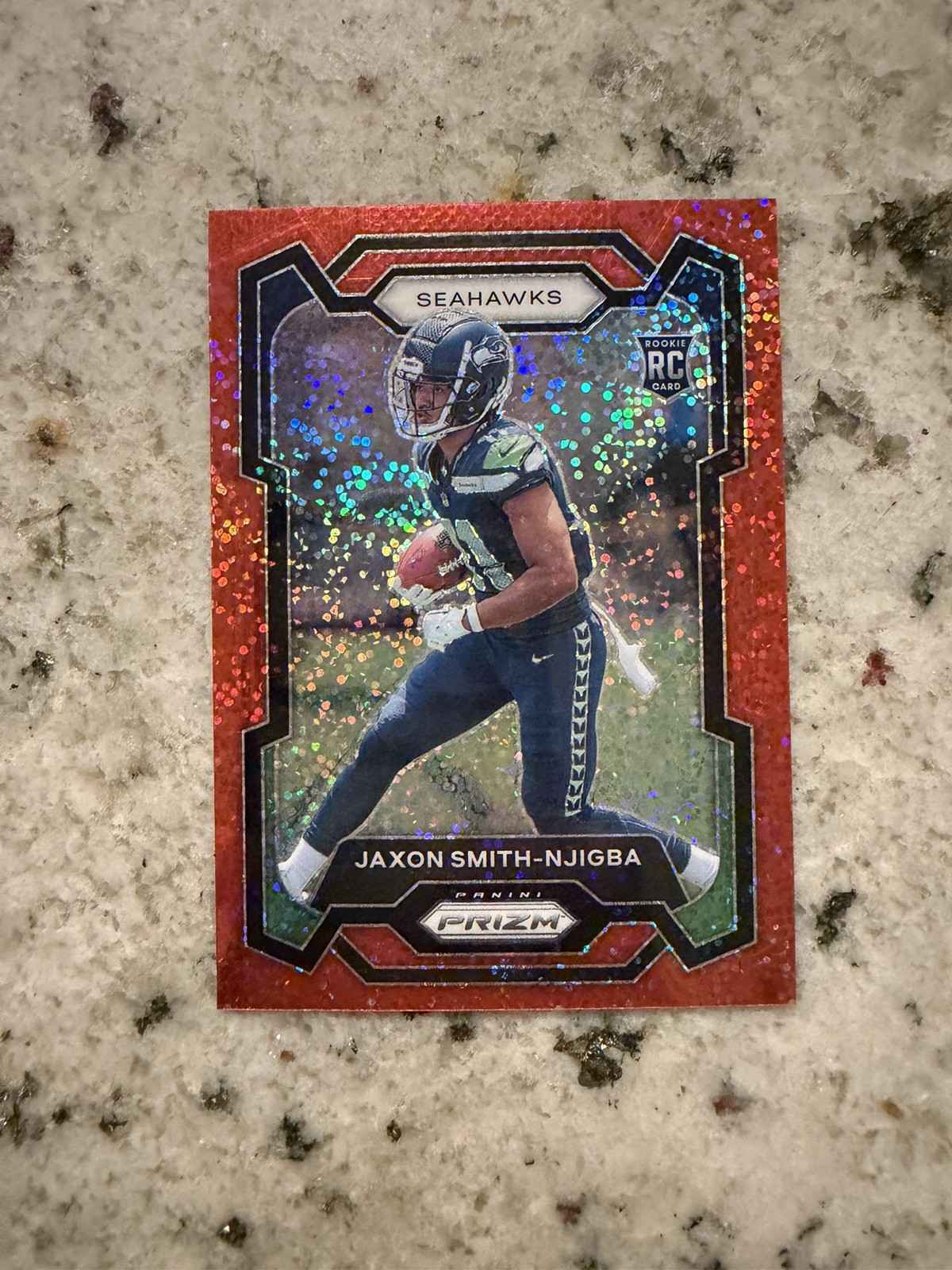 2023 Panini Prizm - Rookies Jaxon Smith-Njigba #390 Red Sparkle Prizm (RC)