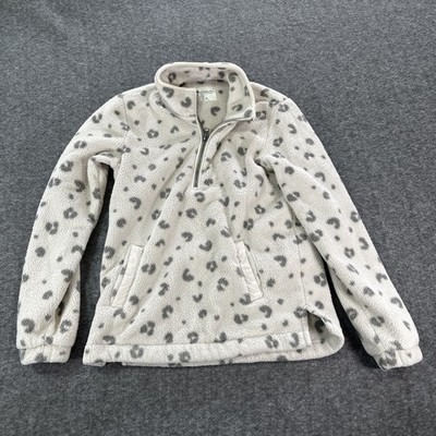 Abercrombie & Fitch Women Ivory 1/4 Zip Animal Print Pattern Fleece Size XS