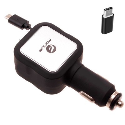 For Galaxy S24/S25/S26/Plus/Ultra/FE Retractable Car Charger 4.8Amp 2-Port USB